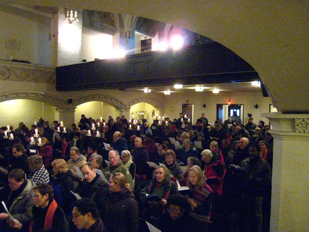 congregation praying in church